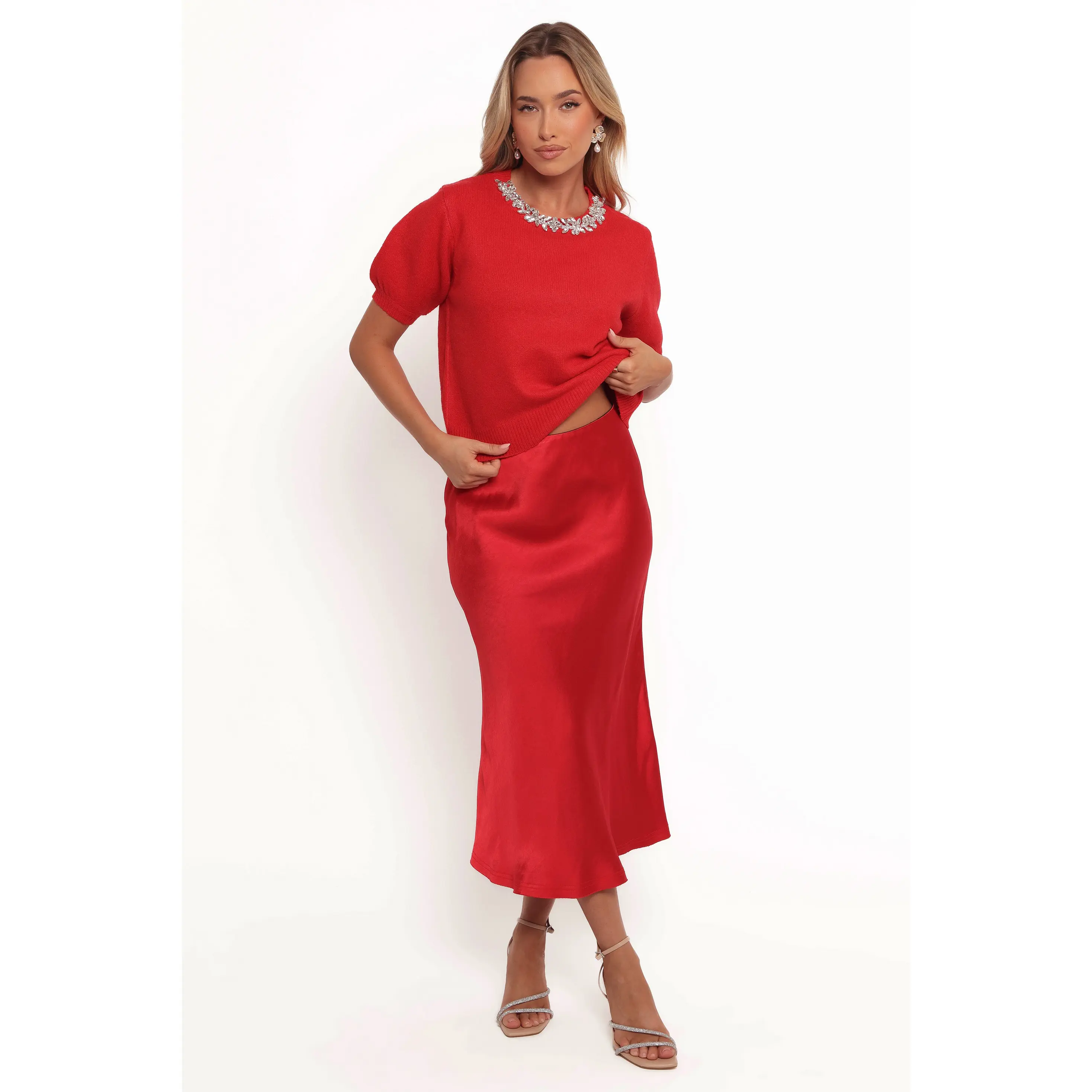 Karla Midi Skirt - Red