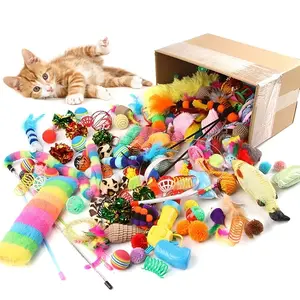 Cat Toy Set with Plush and Plastic Toys for Indoor Cats and Kittens
