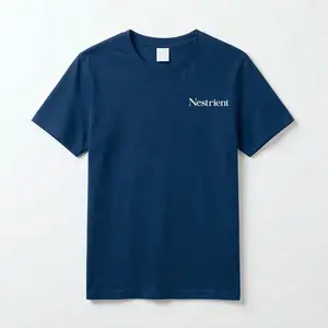 Nestrient Signature Essential T-Shirt | Premium 100% Cotton Crewneck Tee | Navy Blue Minimalist Graphic Shirt | Soft & Breathable Unisex Fit | Everyday Wellness Apparel