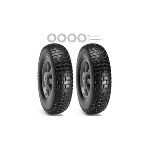 VEVOR (2-Pack) 10x 2.5 Solid Rubber Tire Wheels, 10 inch Tire and Wheel Flat Free with 5/8 Bearings, 2.1 Offset Hub Replacement Wheelbarrow Tires- Perfect for Hand Truck, Wheelbarrow, Garden CartVEVOR Super Brand Day
