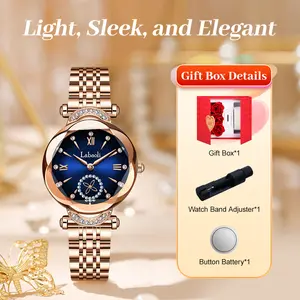 Luxury Women's Watch - Deep Blue Diamond Dial, Quartz Movement Analog Watch | Stainless Steel Strap & Butterfly Clasp, Water/Scratch-Resistant | Versatile for Workplace & Dating, Highlights Women's Elegant Taste | Comes with Gift Box Set