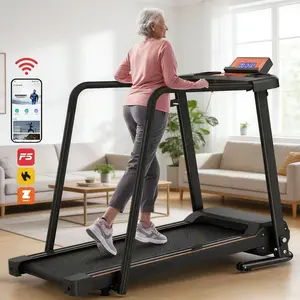 LIVIVOX Foldable Treadmill with 2.5HP Quiet Motor & 300lbs Capacity Safe Treadmill for Seniors Extra Long Handrails Shock Absorption Large Anti-Slip Belt Home Use