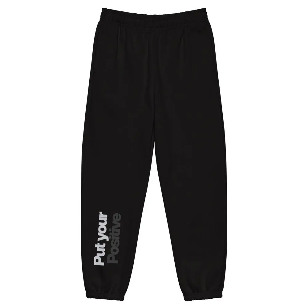 Put Your Positive Pants On!!! Heavyweight Sweatpants - 90s Vibe, Thick Fleece, Roomy Fit, Deep Pockets, Elastic Cuffs, All Seasons, 60% Cotton 40% Polyester, Relaxed Box Fit