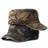 2 Pack Washed Outdoor Military Cadet Army Caps, Vintage Flat Top Camo Trucker Hats Graphic
