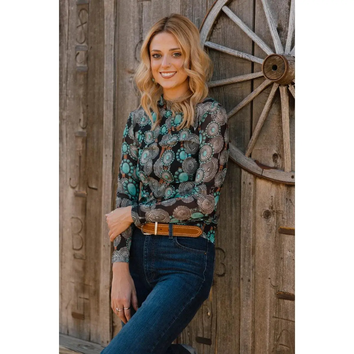 Concho and Turquoise Queen Mesh Top