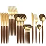 24pcs High-End Stainless Steel Cutlery Set, Elegant Durable Tableware, Modern Durable with Wood Handles, Dishwasher Safe, Perfect for Hotel, Weddings, Family Gatherings, Gift Essential