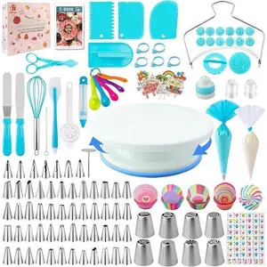 Ultimate 356-Piece Baking & Cake Decorating Set for Beginners | Food-Grade Tools with Turntable, Icing Tips, Spatula, Scraper & Fondant Molds
