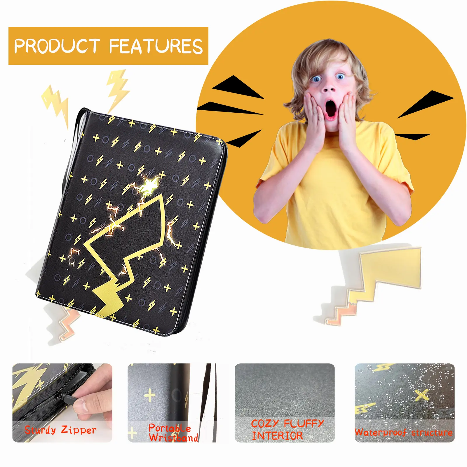 900-Pockets Double-Sided Trading Card Binder with Sleeve, for Pokmon,  Premium 9-Pocket PU Leather Collector's Album for MTG, TCG, Sports Cards,  Game Cards, Zippered, Waterproof Cover, Portable Carry Strap, 50 Removable  Sleeves -