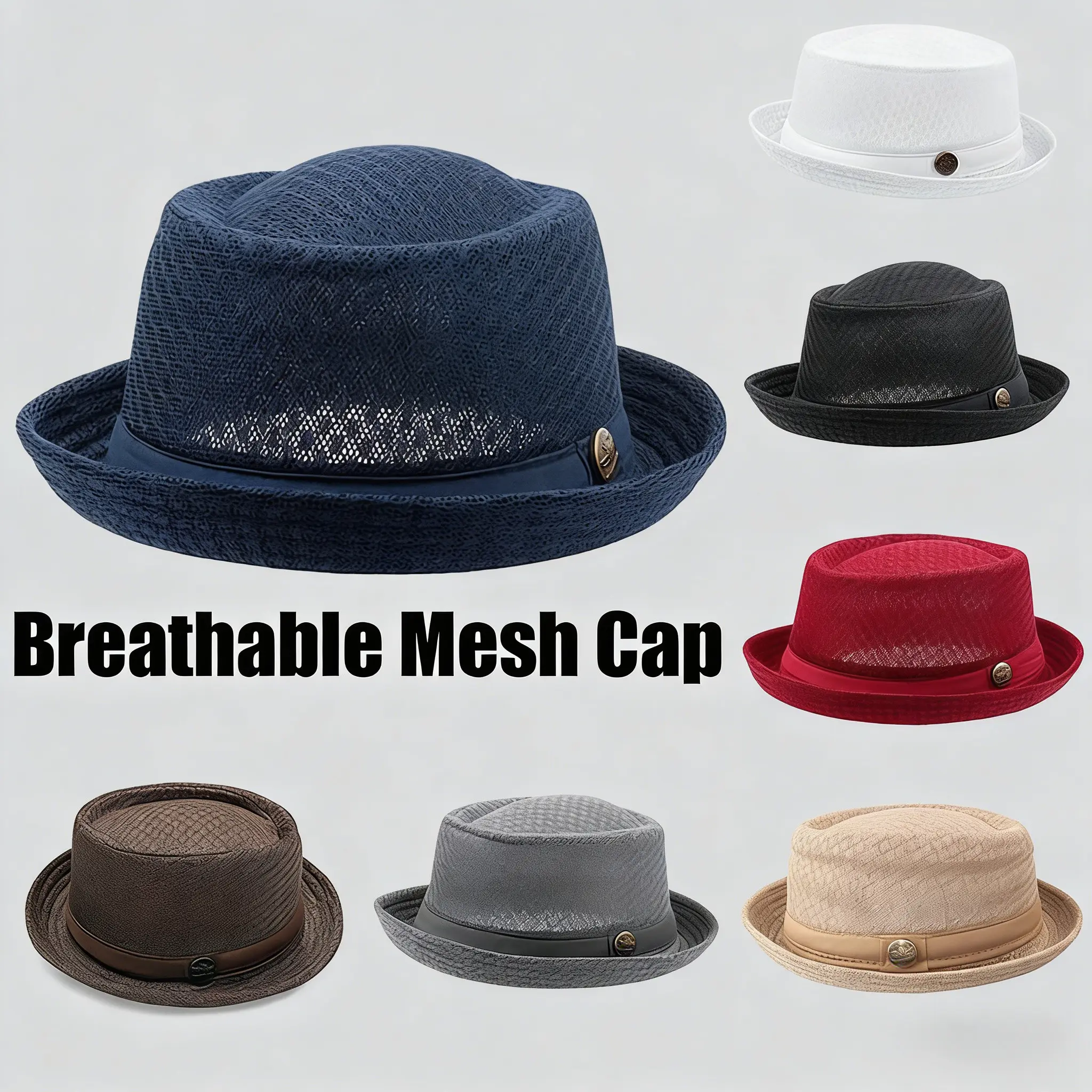 Summer Mesh Sun Hat — Unisex, Stylish, and Breathable Outdoor Headwear | British-Style Jazz Hat, Trendy Beach Hat, and Sun-Protection Fedora for Women