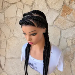 Stitch braided wig made with synthetic full lace , 30 inches. Medium: Cap size :21 – 22 inches