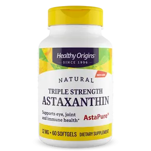 Healthy Origins - Astaxanthin, 12mg (Complex), Triple Strength - 2 Sizes for Eye & Joint Health