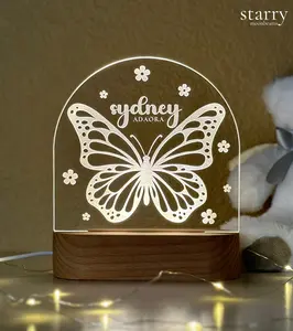 STARRY MOONBEAMS Butterfly Custom Night Light for Kids Night Light Baby Shower Gift for Girl Baby Boy Kids Personalized Night Lamp Birthday Gift Ideas 2024