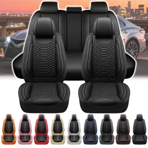 13PCS Pickup Truck SUV Car Seat Covers Universal, Soft Touch Premium Napa PU Leather Full Set Front Rear Seat Cushion Full Surround Design with Storage Bag, Breathable Non-Slip Waterproof Protector Pad Mat