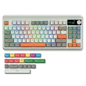 Womier Retro TKL Gaming Keyboard with OLED Display&Knob, M87 Pro Bluetooth 5.1/2.4GHz /USB-C Wireless Mechanical Keyboard with Hot-Swappable Custom Switch, Compact Gamer RGB Keyboard-Grey