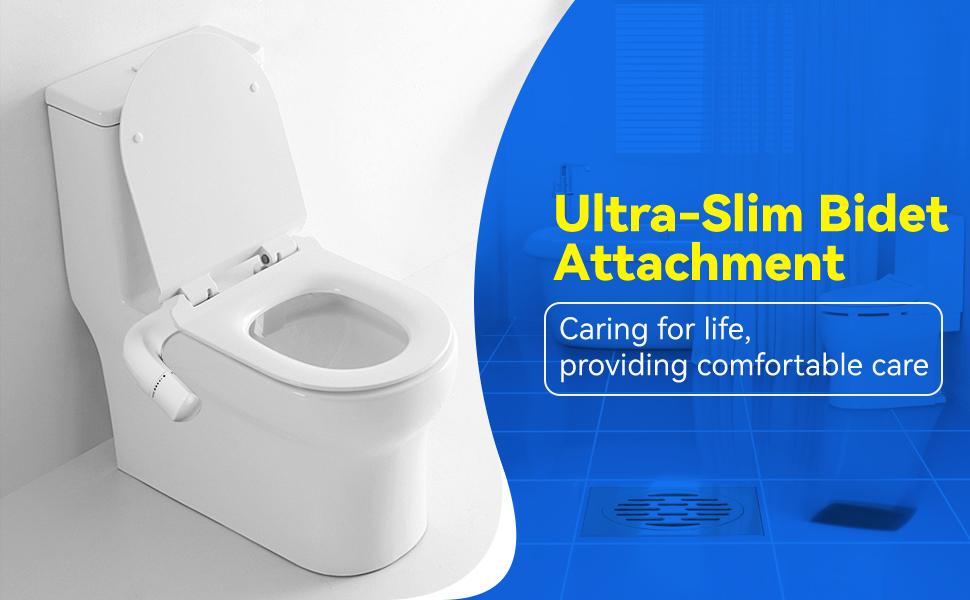 NGNP Toilet Bidet Attachment Fresh Water Spray with Non-Electric Adjustable Water Pressure Side Arm Control, Slim Bidet Sprayer, Silver Knob (Dual Nozzles) 2.48 Inch Standard Toilet Adaptation Hygienic & Eco-friendly