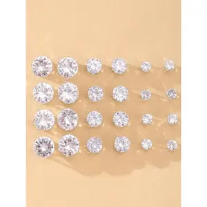 Rhinestone Stud Earrings, Fashion Mixed Size Sparkly Shiny Earrings Set for Women and Men, Daily Ootd Use Sparkling Zirconia
