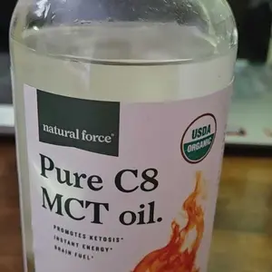 Natural Force Organic Pure C8 MCT Oil – Liquid MCT Oil in Glass Bottle Container – Concentrated Caprylic Acid – Keto, Paleo, Kosher, Vegan & Non-GMO – Lab Tested for Quality and Purity, 16 Ounce