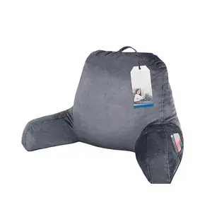 Back Pillow for Bed Sitting Up, Reading Pillow for Sitting in Bed Adult, Memory Foam Back Support Pillow with Arms for TV, Couch, Dorm, 18 Inch, Grey