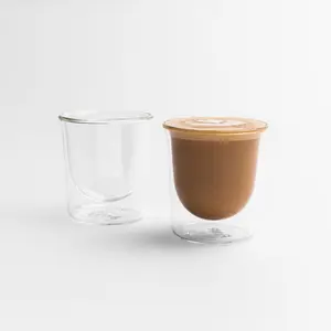 FLUR Cortado Glasses (Set of 2) – Perfect for Cortados, Espresso Shots & Macchiatos – Double-Walled Borosilicate Glass – Handmade, Lightweight & Durable – 4oz