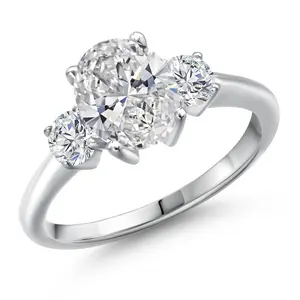 925 Sterling Silver IGI Certified Lab Grown Diamond Engagement Ring For Women | 2.04 Cttw | Center 1.50 Ct Oval Cut | D-E Color | VS1-VS2 Clarity