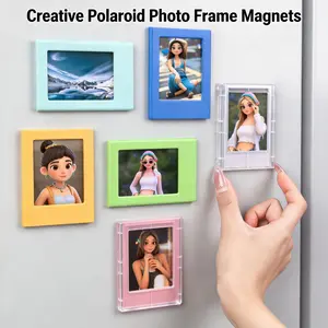 6-piece /15-piece contemporary magnetic photo frame set, rectangular vertical plastic photo frame, mini 3-inch film, refrigerator display for desktop and wall decoration, Modern frames, Picture Frame Set