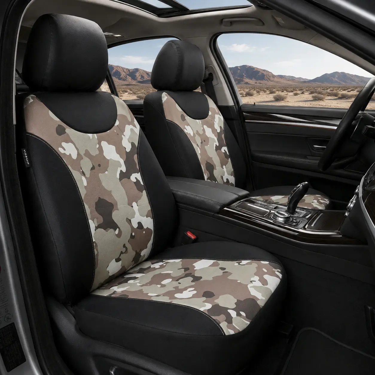 AUTOYOUTH Universal Desert Camouflage Car Seat Covers, Breathable Mesh Polyester Car Seat Protectors, Airbag Compatible, Fits Most Pickup Truck SUV Van, Car Seat Decorative, Outdoor Hunting Camping Accessories, Car Interior Accessories campingessentials