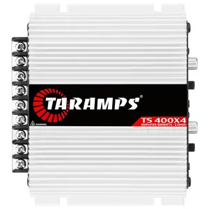 Taramps TS 400x4 2 Ohms White Multichannel Stereo Amplifier 400 Watts Rms, 4 Channels, Full Range, Car Audio Digital 2 Bridged Channel, Crossover High/Low Pass, with RCA and Automatic High Level Input