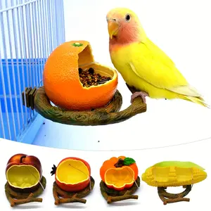 Anti-Spill Hanging Bird Cage Feeder - Orange Parrot Food Plate, Suitable for Xuan Phoenix, Love Birds, Small Pets - No Battery Required, Easy to Clean Cage Bottom & Hanger Compatible Perch, Bird Feeder Hook, Fun Pet Accessories, Pet Safety Materials,
