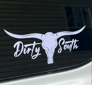 Dirty South Bull Skull Car Window Decal Sticker