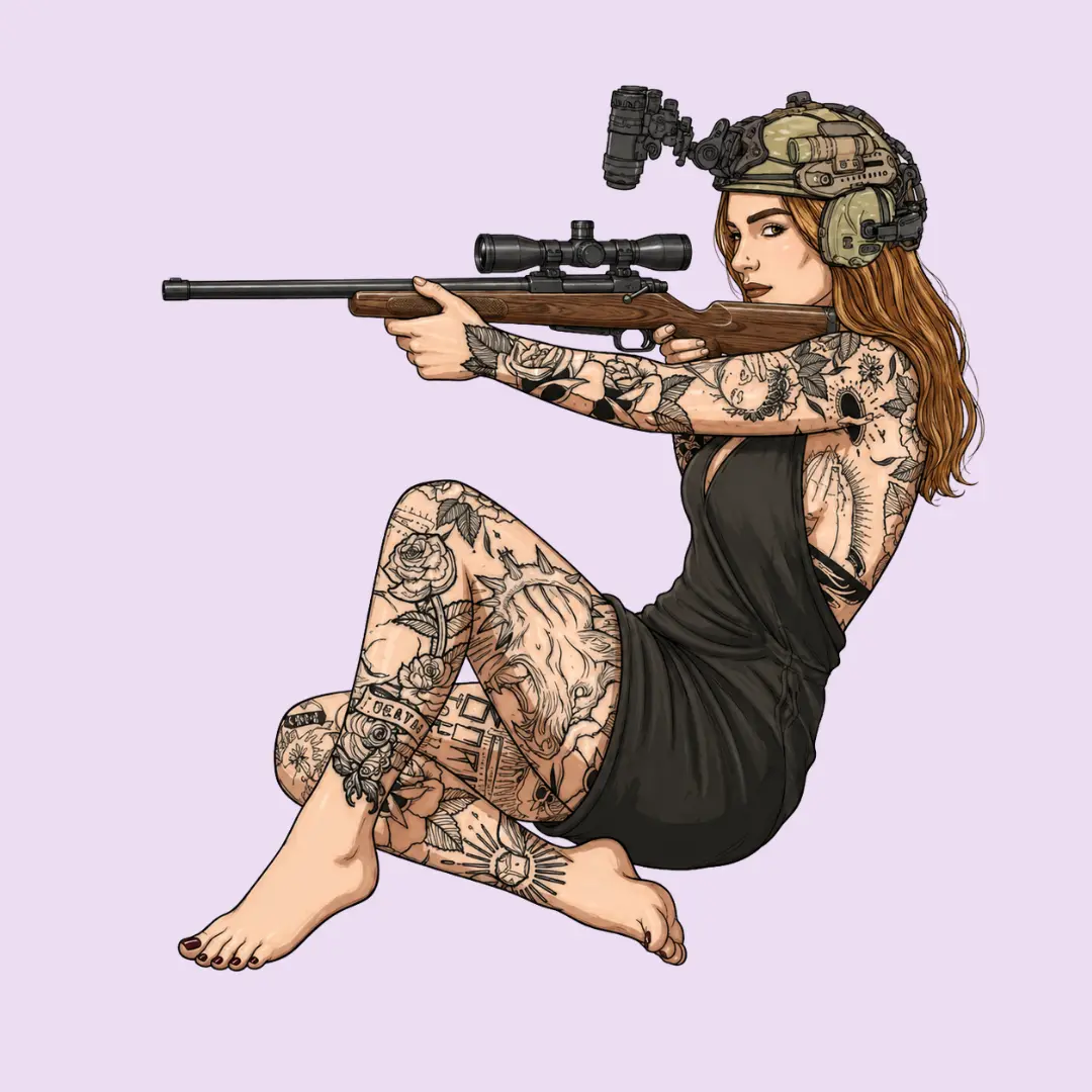 Night Vision Operator Vinyl Sticker | Scoped Rifle Tactical Decal | Premium Weatherproof Vinyl for Car, Laptop, Water Bottle & Tumbler