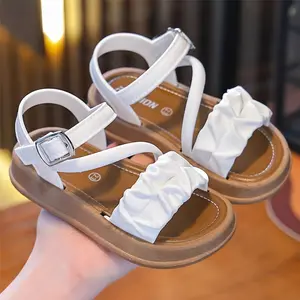 1 Pair of Girls' Sandals - Soft Sole, Lightweight & Non-, Pink with Ruffled Design & Straps, Perfect Beach, Outdoor, and Casual Wear, Outdoor Youngsters Shoes |     Youngsters Footwear |     Comfortable Youngsters Sandals, Strappy