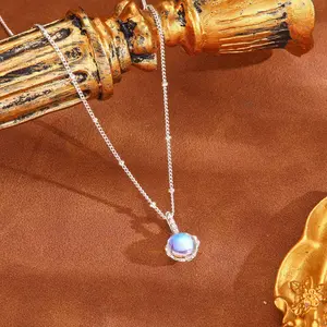 Cross-border Mermaid Tears Necklace Light Luxury Niche Design High-end Blue Gradient Collarbone Chain