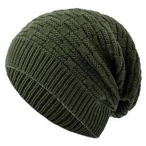 Unisex Slouchy Winter Hat Long Size Knitted Hat Casual Beanies For Men & Women Solid Bonnet Cap