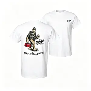 🍺👣[Viral TikTok Shirt][Vintage Graphic Tee]Garage Beer Sasquatch Approved Graphic T-Shirt Unisex Bigfoot 2 Sided Print Vintage Wilderness Beer Tee Funny Drinking Streetwear Casual Outfit for Men Women Gift Short Sleeve Top