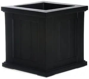 212 MAIN Cape Cod Square Polyethylene Sub-Irrigation Outdoor Planter, 14x14 in Black, Flower Pot (Model 4836-B)