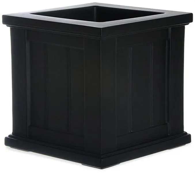 212 MAIN Cape Cod Square Polyethylene Sub-Irrigation Outdoor Planter (Model 4836-B) - 14x14 in Black Flower Pot for Container Gardening, Planters for Outside, Outdoor Planters