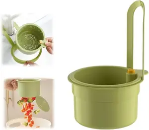 Hanging Kitchen Sink Strainer Basket - Hangable Drain with Press Dumping & Self-Cleaning, Corner Food Catcher, Sink Protector (Green)