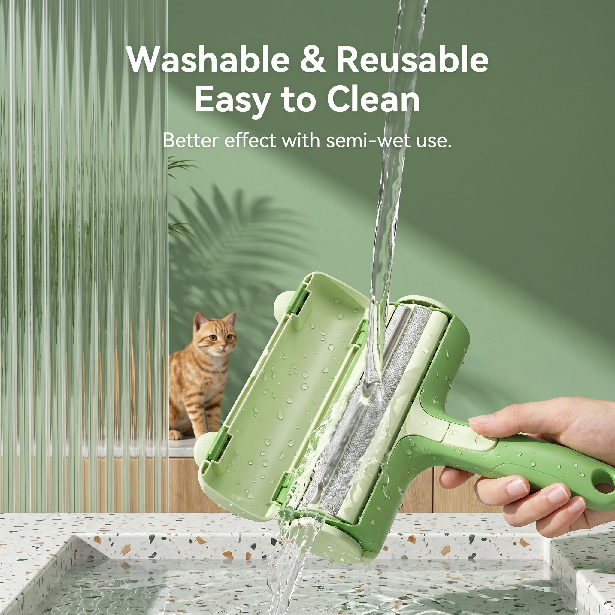 Reusable Pet Hair Removal Roller, Suitable for Dogs and Cats - Extra-Wide 7-Inch Durable Nylon Fiber Hair Remover, Hair Removal Gloves and Roller, Self-Cleaning No-Tape Brush, Suitable for Mattresses, Sofas, Pet Beds, Practical Household Lint Remover