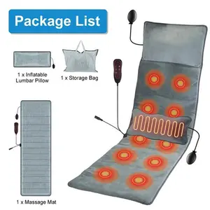 Full Body Massage Mat - Heat & Vibration, Inflatable Head/Lumbar Pillows for Home/Office Breathable Support Back Brace
