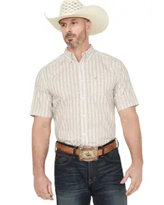 Ariat Men's Carlo Tonal Geo Print Short Sleeve Button-Down Western Shirt - 10059009