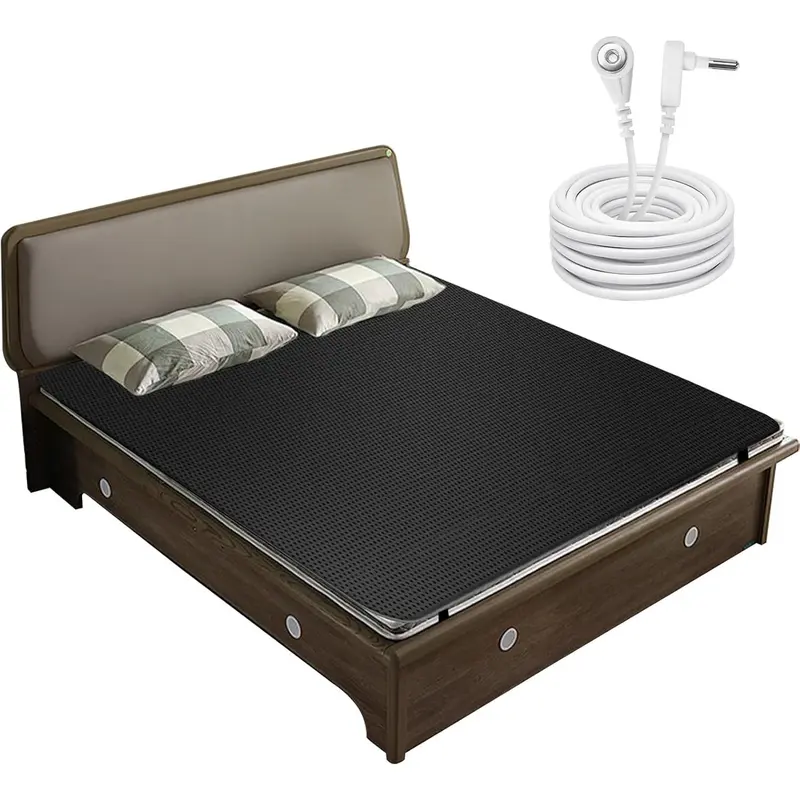 Grounding Mat For Bed - Carbon Leatherette Earthing Pad 27" X 78" With 15ft Cord For Better Sleep & Relaxation 8 thumbnail image