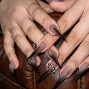 Handmade Long Dragon Claw Nail Tips, Vampire Nails, Matte Finish, Gradient Rivets, Medium Length, Single Item, Model Xinghao
