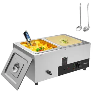 VEVOR 6-Pan Commercial Food Warmer, 6x 8QT Electric Steam Table, 1200W Professional Countertop Stainless Steel Buffet Bain Marie with 86-185F Temp Control for Catering and Restaurants, SilverVEVOR Super Brand Day