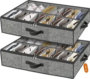 the Bed Shoe Organizer for Closet, Large Underbed Shoe Container, 2 Pack Fits 32 Pairs