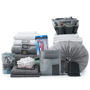 The 44-Piece College Dorm Essentials Set - Totally Complete - Iceberg Green/Granite Gray Color - Twin XL Bedding Set