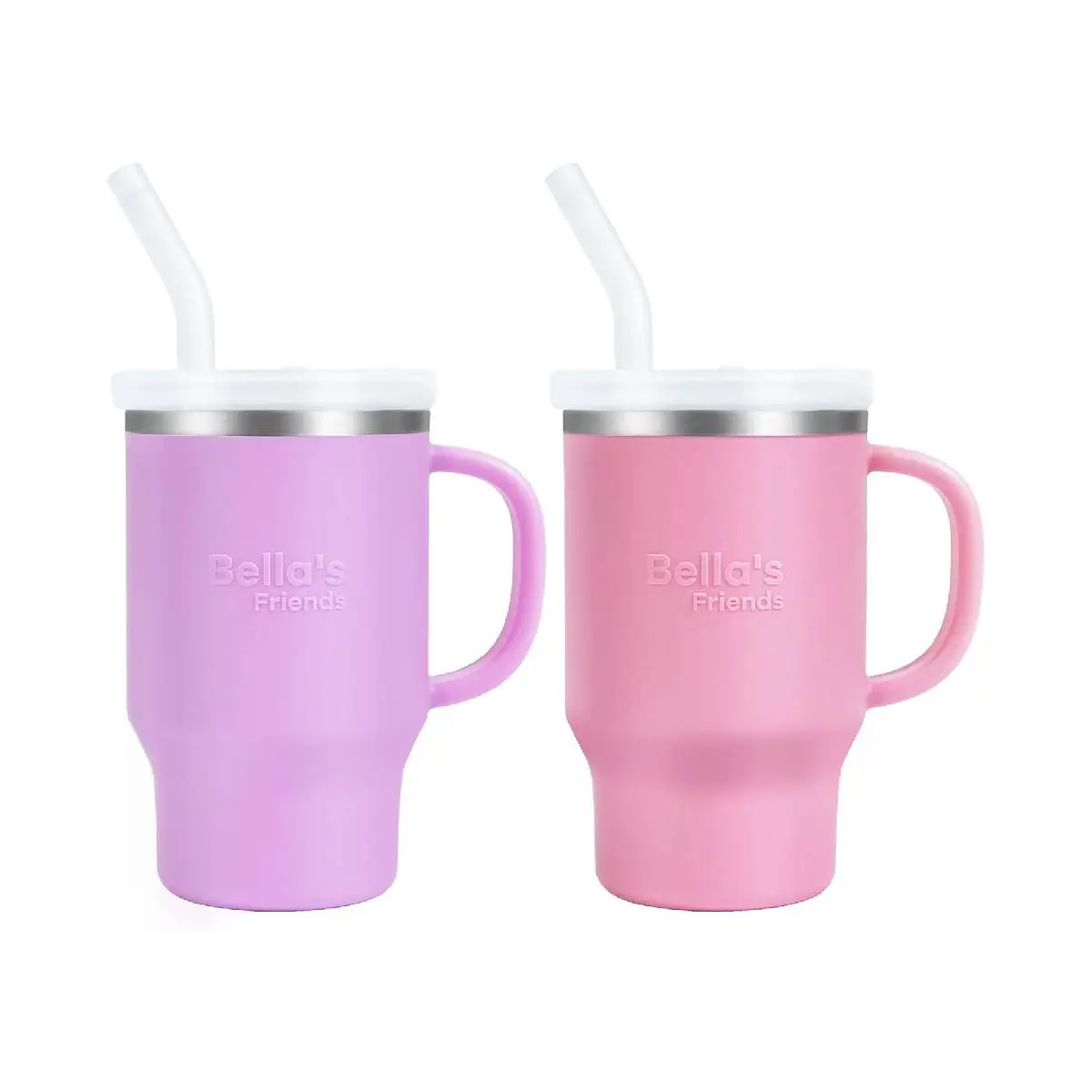 2 Pack Bella's Friends Portable Mini Tumbler, Adorable 9 oz Sippy Cup for Toddlers, Stainless Interior & Silicone Body, Leak‑Proof, Dishwasher Safe, I