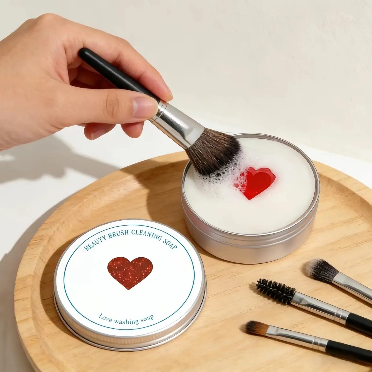Portable Makeup Brush Cleaner, 100g/60g/40g Solid Cleanser with Silicone Pad, Soap Liquid Combo, Makeup Tool Cleaning Agent, Cosmetic Brush Cleansing, Home Beauty Tool