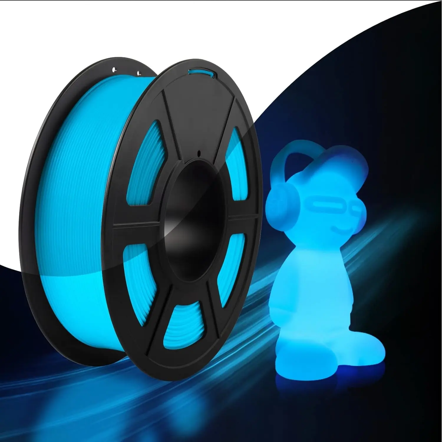 Glow Blue in the Dark 1.75mm Pla Filament, 0.25kg 250g 0.55lb Small Spool, Luminous Blue Bright 3D Printer Filament, Fits Most Fdm Printers
