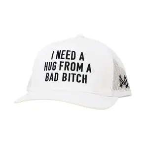Hug From A Bad B* MadHatter's Embroidered Trucker Hat Snapback Adjustable (Up To A Size 8)