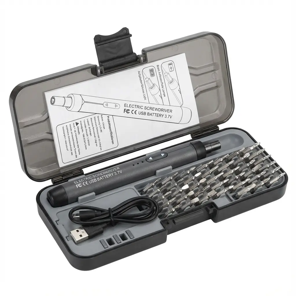 48-Piece Cordless Electric Screwdriver Set with Magnetic Precision Bits, USB-Rechargeable Lithium Ion Battery (USB Port), Cordless Freedom for Phone Repair, Laptop Repair & Precision Work